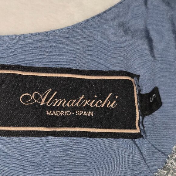 Y2K Almatrichi Blue Cold Shoulder Blouse Sequin Neckline Women’s Size S - Picture 7 of 13